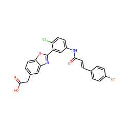 O=C(O)Cc1ccc2oc(-c3cc(NC(=O)/C=C/c4ccc(Br)cc4)ccc3Cl)nc2c1 ZINC000028520896