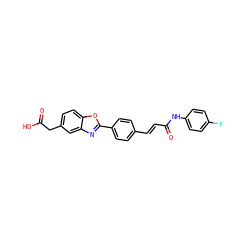 O=C(O)Cc1ccc2oc(-c3ccc(/C=C/C(=O)Nc4ccc(F)cc4)cc3)nc2c1 ZINC000028525516
