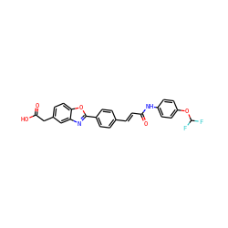 O=C(O)Cc1ccc2oc(-c3ccc(/C=C/C(=O)Nc4ccc(OC(F)F)cc4)cc3)nc2c1 ZINC000028524965