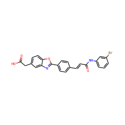 O=C(O)Cc1ccc2oc(-c3ccc(/C=C/C(=O)Nc4cccc(Br)c4)cc3)nc2c1 ZINC000028524240