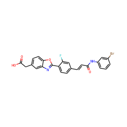 O=C(O)Cc1ccc2oc(-c3ccc(/C=C/C(=O)Nc4cccc(Br)c4)cc3F)nc2c1 ZINC000028523369