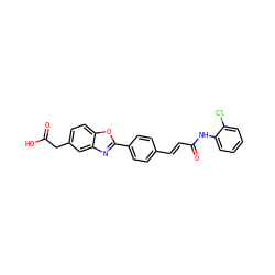 O=C(O)Cc1ccc2oc(-c3ccc(/C=C/C(=O)Nc4ccccc4Cl)cc3)nc2c1 ZINC000028524892