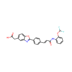 O=C(O)Cc1ccc2oc(-c3ccc(/C=C/C(=O)Nc4ccccc4OC(F)F)cc3)nc2c1 ZINC000028524846