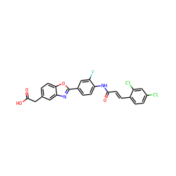 O=C(O)Cc1ccc2oc(-c3ccc(NC(=O)/C=C/c4ccc(Cl)cc4Cl)c(F)c3)nc2c1 ZINC000028524955