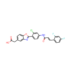 O=C(O)Cc1ccc2oc(-c3ccc(NC(=O)/C=C/c4ccc(F)cc4F)cc3Cl)nc2c1 ZINC000040429648