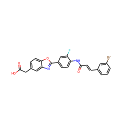 O=C(O)Cc1ccc2oc(-c3ccc(NC(=O)/C=C/c4cccc(Br)c4)c(F)c3)nc2c1 ZINC000028524333