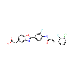 O=C(O)Cc1ccc2oc(-c3ccc(NC(=O)/C=C/c4cccc(Cl)c4F)c(F)c3)nc2c1 ZINC000028525599