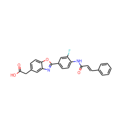 O=C(O)Cc1ccc2oc(-c3ccc(NC(=O)/C=C/c4ccccc4)c(F)c3)nc2c1 ZINC000028523520