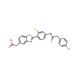O=C(O)Cc1ccc2oc(-c3ccc(NC(=O)Cc4ccc(Br)cc4)cc3Cl)nc2c1 ZINC000028525618