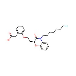 O=C(O)Cc1ccccc1OCC[C@@H]1Oc2ccccc2N(CCCCCCCF)C1=O ZINC000012358432