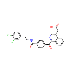O=C(O)Cc1cnc(C(=O)c2ccc(C(=O)NCCc3ccc(Cl)c(Cl)c3)cc2)c2ccccc12 ZINC000103256246