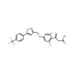 O=C(O)Cc1csc2cc(OCc3cc(-c4ccc(C(F)(F)F)cc4)on3)cc(Cl)c12 ZINC000028822710