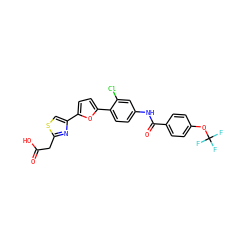 O=C(O)Cc1nc(-c2ccc(-c3ccc(NC(=O)c4ccc(OC(F)(F)F)cc4)cc3Cl)o2)cs1 ZINC000003938344