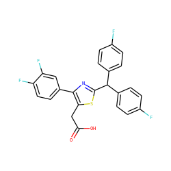 O=C(O)Cc1sc(C(c2ccc(F)cc2)c2ccc(F)cc2)nc1-c1ccc(F)c(F)c1 ZINC000045366179