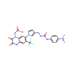O=C(O)Cn1c(=O)c(=O)[nH]c2cc(C(F)(F)F)c(-n3ccc(CNC(=O)Nc4ccc([N+](=O)[O-])cc4)c3)cc21 ZINC000036338509