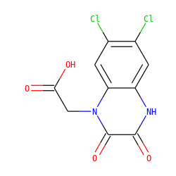 O=C(O)Cn1c(=O)c(=O)[nH]c2cc(Cl)c(Cl)cc21 ZINC000000005225