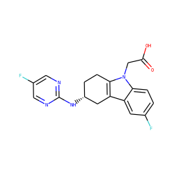 O=C(O)Cn1c2c(c3cc(F)ccc31)C[C@H](Nc1ncc(F)cn1)CC2 ZINC000144200549