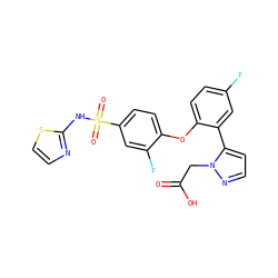 O=C(O)Cn1nccc1-c1cc(F)ccc1Oc1ccc(S(=O)(=O)Nc2nccs2)cc1F ZINC000095581237