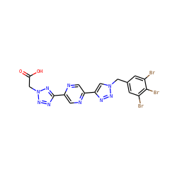 O=C(O)Cn1nnc(-c2cnc(-c3cn(Cc4cc(Br)c(Br)c(Br)c4)nn3)cn2)n1 ZINC000073163811