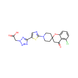O=C(O)Cn1nnc(-c2cnc(N3CCC4(CC3)CC(=O)c3c(Cl)cccc3O4)s2)n1 ZINC000143368794