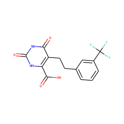 O=C(O)c1[nH]c(=O)[nH]c(=O)c1CCc1cccc(C(F)(F)F)c1 ZINC000095920705