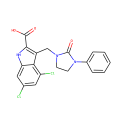 O=C(O)c1[nH]c2cc(Cl)cc(Cl)c2c1CN1CCN(c2ccccc2)C1=O ZINC000013492831