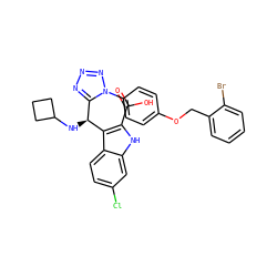 O=C(O)c1[nH]c2cc(Cl)ccc2c1[C@@H](NC1CCC1)c1nnnn1-c1ccc(OCc2ccccc2Br)cc1 ZINC001772651298