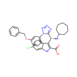 O=C(O)c1[nH]c2cc(Cl)ccc2c1[C@@H](NC1CCCCCC1)c1nnnn1-c1cccc(OCc2ccccc2)c1 ZINC001772633997