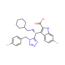 O=C(O)c1[nH]c2cc(Cl)ccc2c1[C@@H](NCC1CCCCC1)c1nnnn1Cc1ccc(Cl)cc1 ZINC001772616640