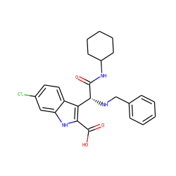 O=C(O)c1[nH]c2cc(Cl)ccc2c1[C@@H](NCc1ccccc1)C(=O)NC1CCCCC1 ZINC000113882447