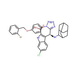 O=C(O)c1[nH]c2cc(Cl)ccc2c1[C@H](NC1C2CC3CC(C2)CC1C3)c1nnnn1-c1ccc(OCc2ccccc2Br)cc1 ZINC001772636837