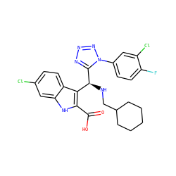 O=C(O)c1[nH]c2cc(Cl)ccc2c1[C@H](NCC1CCCCC1)c1nnnn1-c1ccc(F)c(Cl)c1 ZINC001772588242