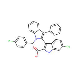 O=C(O)c1[nH]c2cc(Cl)ccc2c1-c1c(-c2ccccc2)c2ccccc2n1Cc1ccc(Cl)cc1 ZINC000653753137