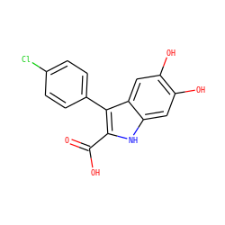 O=C(O)c1[nH]c2cc(O)c(O)cc2c1-c1ccc(Cl)cc1 ZINC000084738654