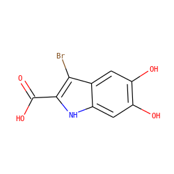 O=C(O)c1[nH]c2cc(O)c(O)cc2c1Br ZINC000084690878