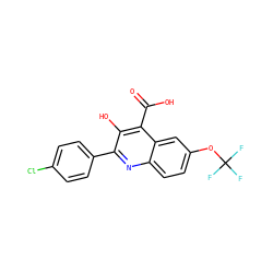 O=C(O)c1c(O)c(-c2ccc(Cl)cc2)nc2ccc(OC(F)(F)F)cc12 ZINC000034803346