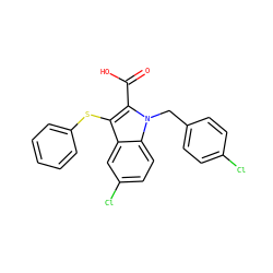 O=C(O)c1c(Sc2ccccc2)c2cc(Cl)ccc2n1Cc1ccc(Cl)cc1 ZINC000001492396