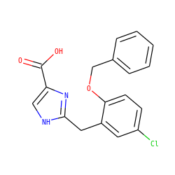 O=C(O)c1c[nH]c(Cc2cc(Cl)ccc2OCc2ccccc2)n1 ZINC000029128729