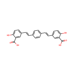 O=C(O)c1cc(/C=C/c2ccc(/C=C/c3ccc(O)c(C(=O)O)c3)cc2)ccc1O ZINC000012403172
