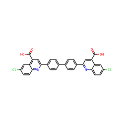O=C(O)c1cc(-c2ccc(-c3ccc(-c4cc(C(=O)O)c5cc(Cl)ccc5n4)cc3)cc2)nc2ccc(Cl)cc12 ZINC000001746217