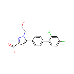 O=C(O)c1cc(-c2ccc(-c3ccc(Cl)cc3Cl)cc2)n(CCO)n1 ZINC000013534756