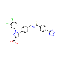 O=C(O)c1cc(-c2ccc(CNC(=S)c3ccc(-c4nnn[nH]4)cc3)cc2)n(-c2ccc(Cl)c(Cl)c2)n1 ZINC000299866498