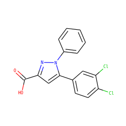 O=C(O)c1cc(-c2ccc(Cl)c(Cl)c2)n(-c2ccccc2)n1 ZINC000005685247