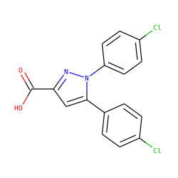 O=C(O)c1cc(-c2ccc(Cl)cc2)n(-c2ccc(Cl)cc2)n1 ZINC000005763635