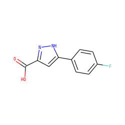 O=C(O)c1cc(-c2ccc(F)cc2)[nH]n1 ZINC000004244835