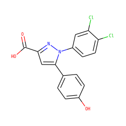 O=C(O)c1cc(-c2ccc(O)cc2)n(-c2ccc(Cl)c(Cl)c2)n1 ZINC000299864460