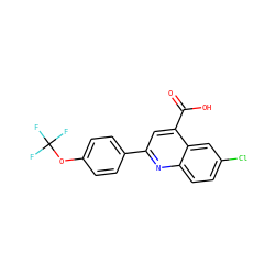 O=C(O)c1cc(-c2ccc(OC(F)(F)F)cc2)nc2ccc(Cl)cc12 ZINC000096270337