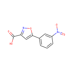 O=C(O)c1cc(-c2cccc([N+](=O)[O-])c2)on1 ZINC000013776362