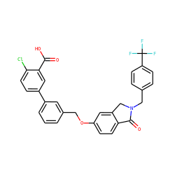 O=C(O)c1cc(-c2cccc(COc3ccc4c(c3)CN(Cc3ccc(C(F)(F)F)cc3)C4=O)c2)ccc1Cl ZINC000066100195