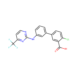 O=C(O)c1cc(-c2cccc(Nc3nccc(C(F)(F)F)n3)c2)ccc1Cl ZINC001772628168